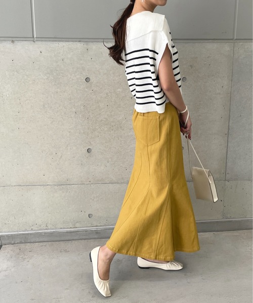 StyleSea(スタイルシー)の「ボーダービッグカラーニットベスト(ベスト・レディース・ブラック/オフホワイト・FREE)」の13枚目の写真