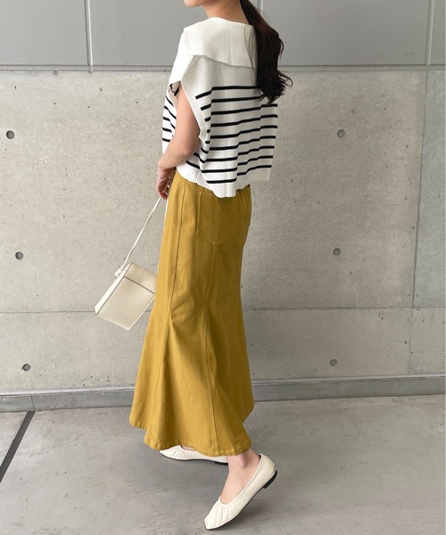 StyleSea(スタイルシー)の「ボーダービッグカラーニットベスト(ベスト・レディース・ブラック/オフホワイト・FREE)」の12枚目の写真