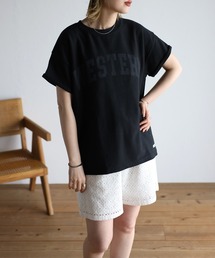 ロゴプリントフレンチスリーブTシャツ