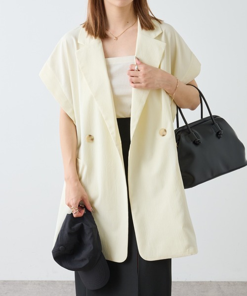 COLONY 2139(コロニートゥーワンスリーナイン)の「クレープノースリーブジレ/ベスト/セットアップ可(ベスト・レディース・アイボリー/グレイッシュベージュ/ブラック/ピンク・FREE)」の5枚目の写真