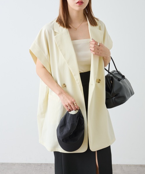 COLONY 2139(コロニートゥーワンスリーナイン)の「クレープノースリーブジレ/ベスト/セットアップ可(ベスト・レディース・アイボリー/グレイッシュベージュ/ブラック/ピンク・FREE)」の6枚目の写真