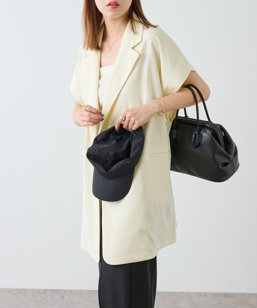 COLONY 2139(コロニートゥーワンスリーナイン)の「クレープノースリーブジレ/ベスト/セットアップ可(ベスト・レディース・アイボリー/グレイッシュベージュ/ブラック/ピンク・FREE)」の10枚目の写真