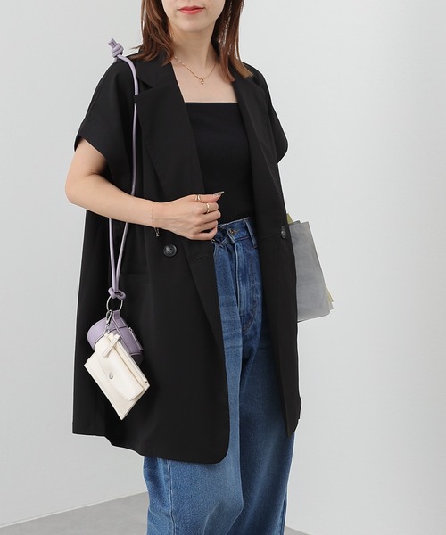 COLONY 2139(コロニートゥーワンスリーナイン)の「クレープノースリーブジレ/ベスト/セットアップ可(ベスト・レディース・アイボリー/グレイッシュベージュ/ブラック/ピンク・FREE)」の21枚目の写真