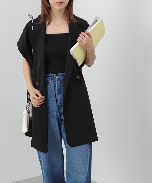 COLONY 2139(コロニートゥーワンスリーナイン)の「クレープノースリーブジレ/ベスト/セットアップ可(ベスト・レディース・アイボリー/グレイッシュベージュ/ブラック/ピンク・FREE)」の22枚目の写真