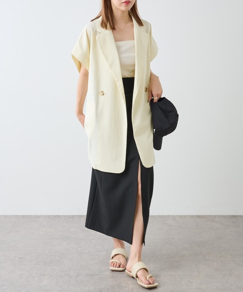 COLONY 2139(コロニートゥーワンスリーナイン)の「クレープノースリーブジレ/ベスト/セットアップ可(ベスト・レディース・アイボリー/グレイッシュベージュ/ブラック/ピンク・FREE)」の12枚目の写真