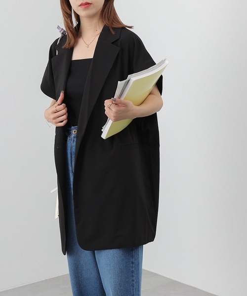 COLONY 2139(コロニートゥーワンスリーナイン)の「クレープノースリーブジレ/ベスト/セットアップ可(ベスト・レディース・アイボリー/グレイッシュベージュ/ブラック/ピンク・FREE)」の16枚目の写真