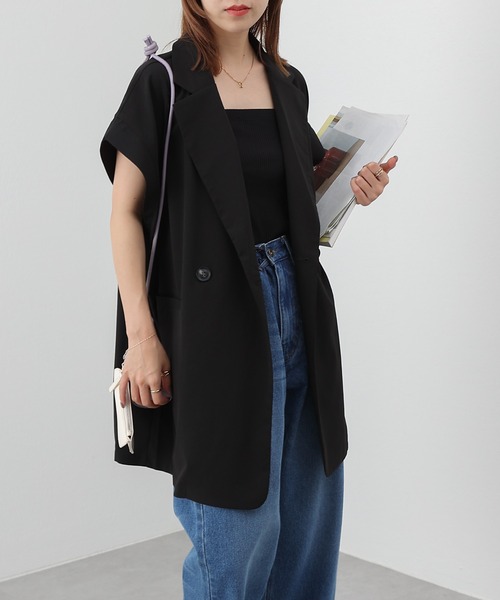 COLONY 2139(コロニートゥーワンスリーナイン)の「クレープノースリーブジレ/ベスト/セットアップ可(ベスト・レディース・アイボリー/グレイッシュベージュ/ブラック/ピンク・FREE)」の17枚目の写真