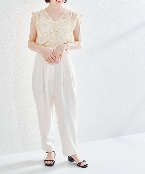 acro（アクロ）の「フラワープリントギャザーブラウス/AC1433（シャツ/ブラウス・レディース・ピンク/イエロー/ブルー/グリーン・ﾌﾘ-）」の7枚目の写真