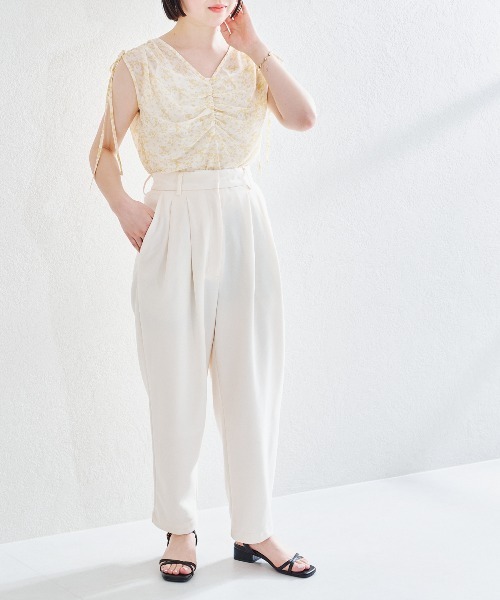 acro（アクロ）の「フラワープリントギャザーブラウス/AC1433（シャツ/ブラウス・レディース・ピンク/イエロー/ブルー/グリーン・ﾌﾘ-）」の5枚目の写真