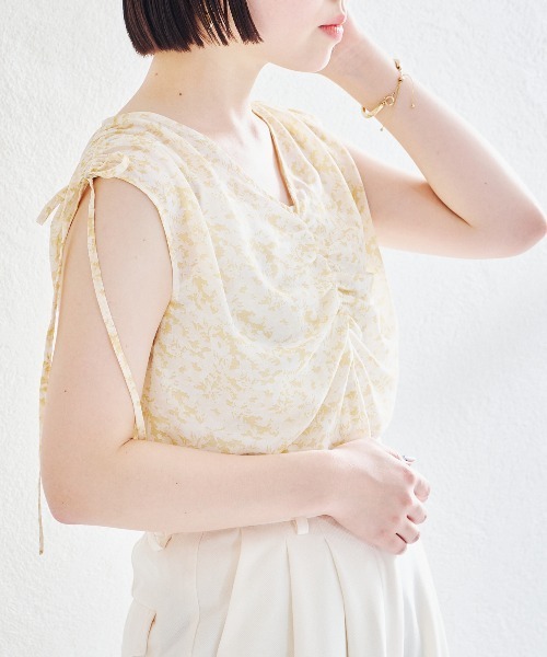 acro（アクロ）の「フラワープリントギャザーブラウス/AC1433（シャツ/ブラウス・レディース・ピンク/イエロー/ブルー/グリーン・ﾌﾘ-）」の13枚目の写真