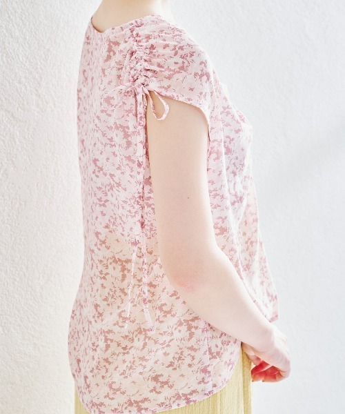 acro（アクロ）の「フラワープリントギャザーブラウス/AC1433（シャツ/ブラウス・レディース・ピンク/イエロー/ブルー/グリーン・ﾌﾘ-）」の6枚目の写真