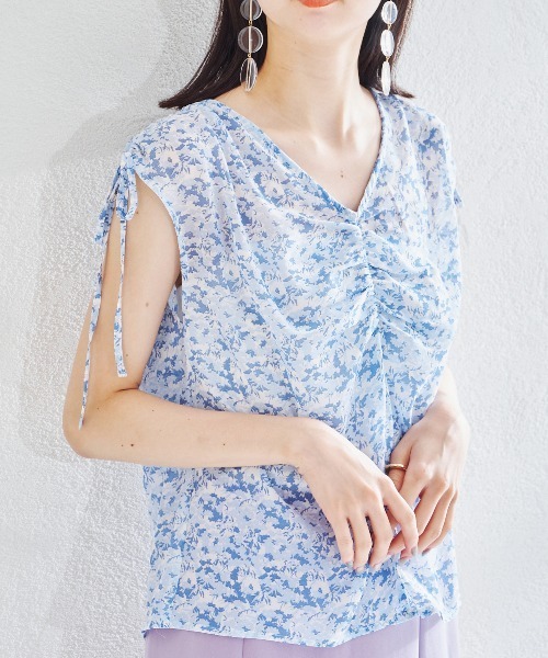 acro（アクロ）の「フラワープリントギャザーブラウス/AC1433（シャツ/ブラウス・レディース・ピンク/イエロー/ブルー/グリーン・ﾌﾘ-）」の17枚目の写真