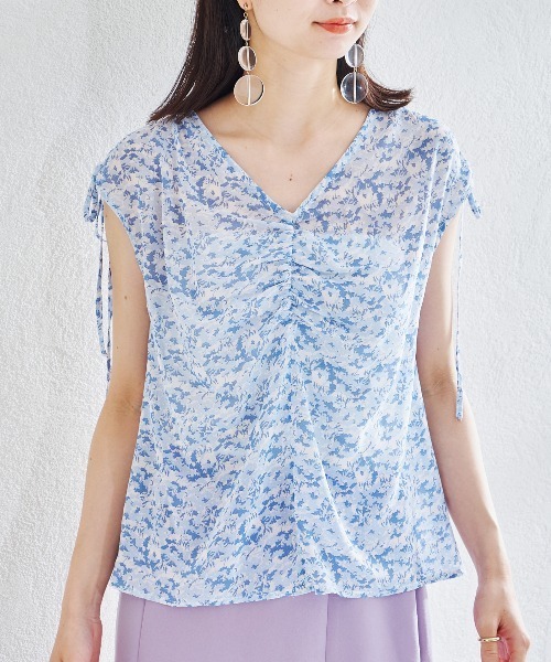 acro（アクロ）の「フラワープリントギャザーブラウス/AC1433（シャツ/ブラウス・レディース・ピンク/イエロー/ブルー/グリーン・ﾌﾘ-）」の11枚目の写真