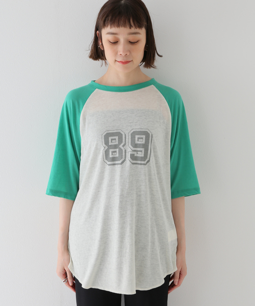 JOINT WORKS(ジョイントワークス)の「シースルーラグランTシャツ(Tシャツ/カットソー・レディース・ブラウン/グリーン・FREE)」の6枚目の写真