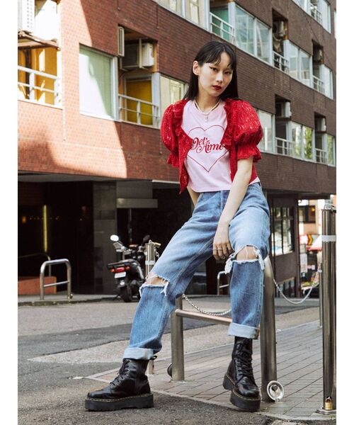 jouetie（ジュエティ）の「スクエアネックレースブラウス（シャツ/ブラウス・レディース・ブラック/レッド/オフホワイト・MEDIUM）」の9枚目の写真