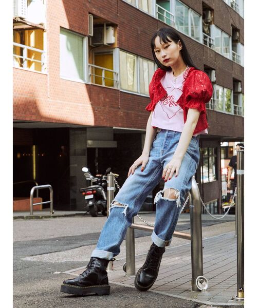 jouetie（ジュエティ）の「スクエアネックレースブラウス（シャツ/ブラウス・レディース・ブラック/レッド/オフホワイト・MEDIUM）」の10枚目の写真