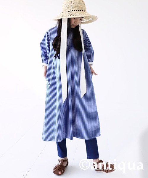 antiqua（アンティカ）の「ストライプ柄Aラインワンピース（ワンピース・キッズ・ブルー・130/140/150/160）」の9枚目の写真
