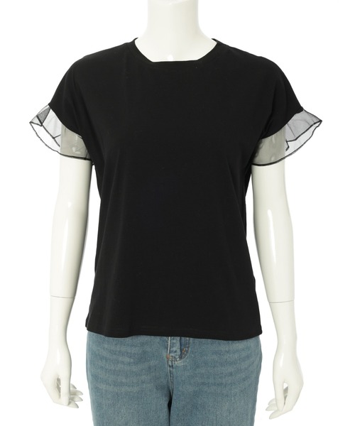 fifth(フィフス)の「チュールドッキングTシャツ(Tシャツ/カットソー・レディース・ホワイト/ブラック・M)」の1枚目の写真