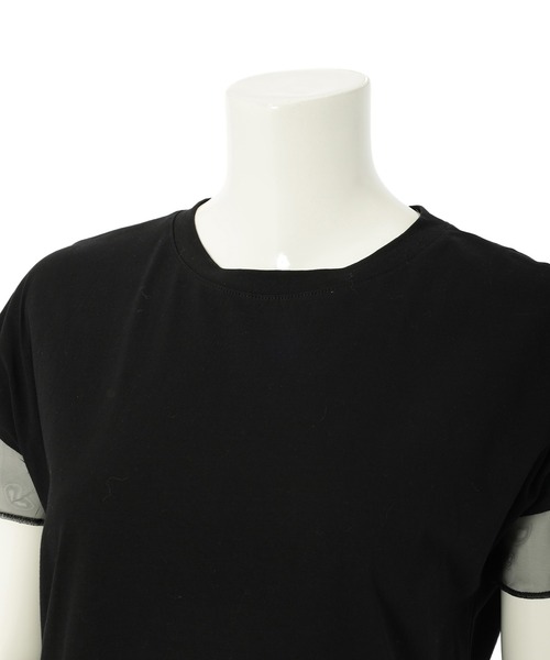 fifth(フィフス)の「チュールドッキングTシャツ(Tシャツ/カットソー・レディース・ホワイト/ブラック・M)」の6枚目の写真