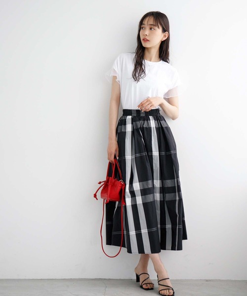 fifth(フィフス)の「チュールドッキングTシャツ(Tシャツ/カットソー・レディース・ホワイト/ブラック・M)」の11枚目の写真