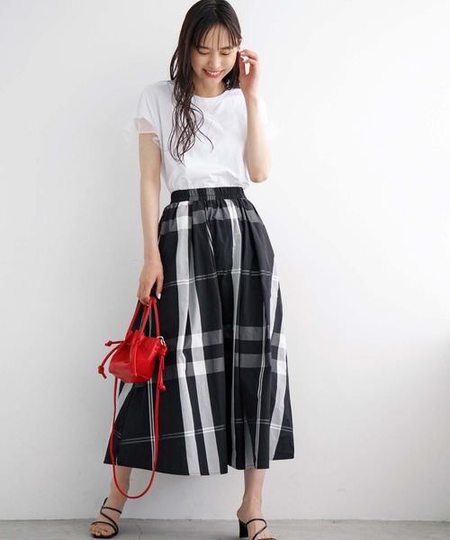 fifth(フィフス)の「チュールドッキングTシャツ(Tシャツ/カットソー・レディース・ホワイト/ブラック・M)」の3枚目の写真
