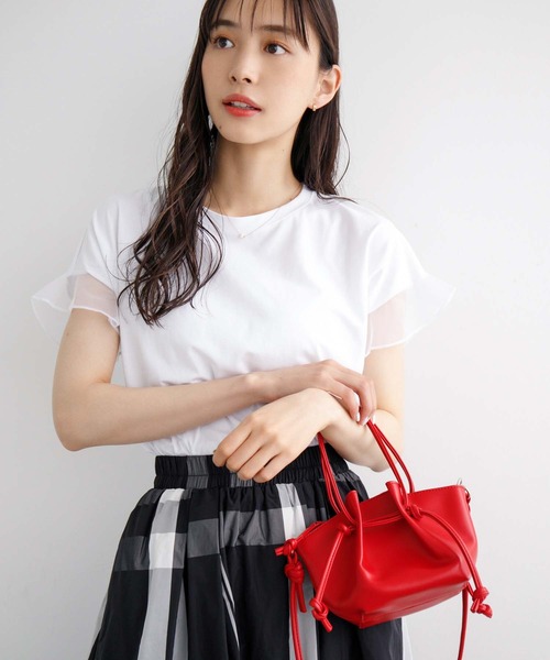 fifth(フィフス)の「チュールドッキングTシャツ(Tシャツ/カットソー・レディース・ホワイト/ブラック・M)」の16枚目の写真