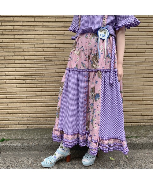PINK HOUSE ピンクハウス デニム パッチワーク ジャンパースカート ピンクハウス デニム ジャンパースカート