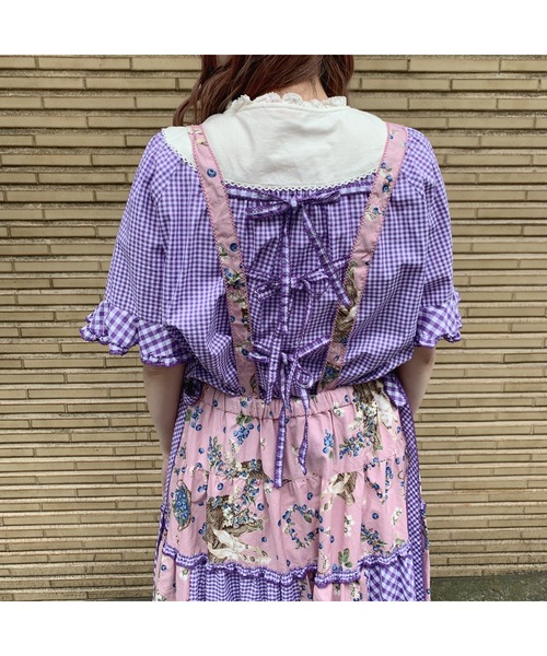 【極美品✨レア‼️】ピンクハウス　ブルーベリーファームプリントパッチワークスカート PINK HOUSE（ピンクハウス）の「ブルーベリーファームプリント