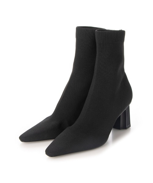 EVOL(イーボル)の「【EVOL】7cmデザインヒールニットショートブーツ BT23517(ブーツ・レディース・ブラック/ベージュ/アイボリー・22.5cm/23.5cm/24.5cm/23.0cm/24.0cm/22.0cm)」の5枚目の写真