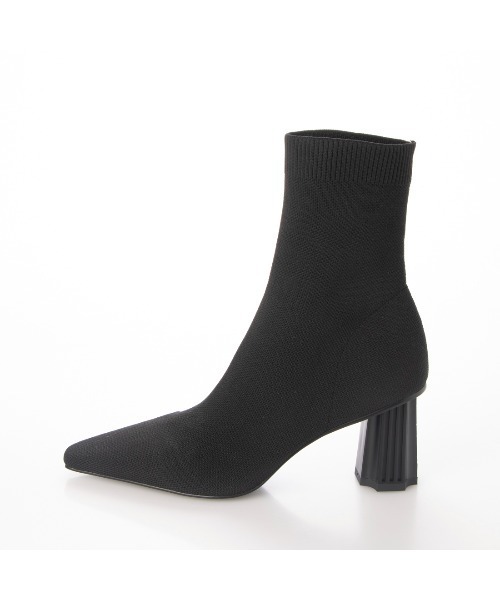 EVOL(イーボル)の「【EVOL】7cmデザインヒールニットショートブーツ BT23517(ブーツ・レディース・ブラック/ベージュ/アイボリー・22.5cm/23.5cm/24.5cm/23.0cm/24.0cm/22.0cm)」の6枚目の写真