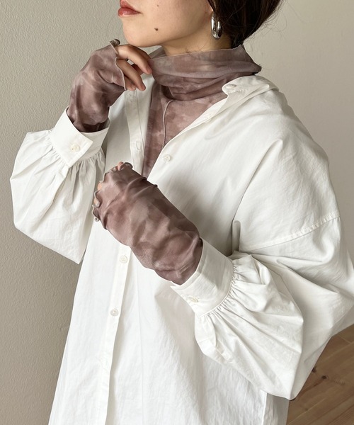 wee9s(ウィークス)の「2way super stretch sheer tie dye tops / 前後2wayスーパーストレッチシアータイダイトップス(シャツ/ブラウス・レディース・グレー/オレンジ・FREE)」の13枚目の写真