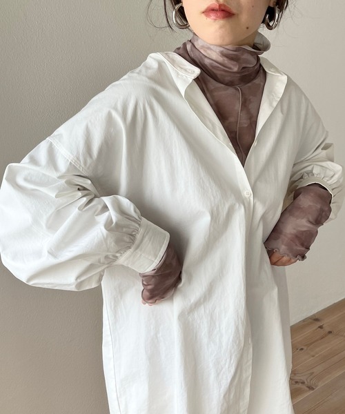 wee9s(ウィークス)の「2way super stretch sheer tie dye tops / 前後2wayスーパーストレッチシアータイダイトップス(シャツ/ブラウス・レディース・グレー/オレンジ・FREE)」の12枚目の写真