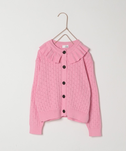 LOWRYS FARM（ローリーズファーム）の「エリツキアイレットカーディガン　347776（カーディガン/ボレロ・キッズ・ブラック/ピンク/オレンジ/アイボリー・110cm/120cm/130cm/140cm/150cm）」の3枚目の写真