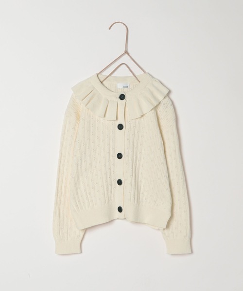 LOWRYS FARM（ローリーズファーム）の「エリツキアイレットカーディガン　347776（カーディガン/ボレロ・キッズ・ブラック/ピンク/オレンジ/アイボリー・110cm/120cm/130cm/140cm/150cm）」の2枚目の写真