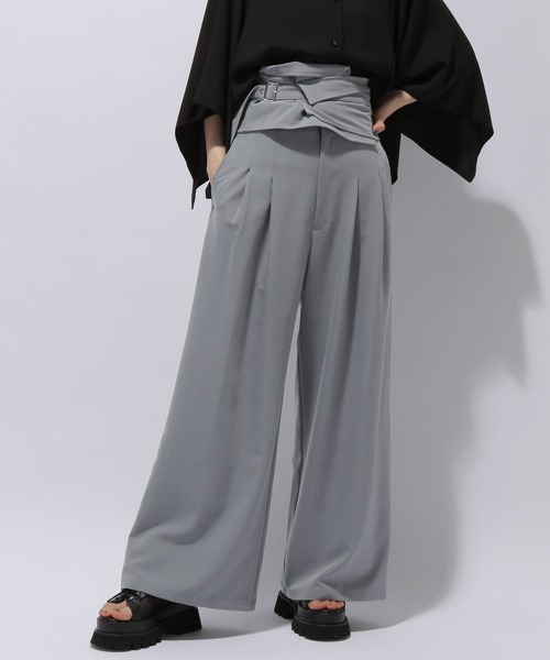 HARE（ハレ）の「2WAYスーパーハイウエストパンツ(HARE)（スラックス・レディース・ブラック/グレー・FREE）」の4枚目の写真