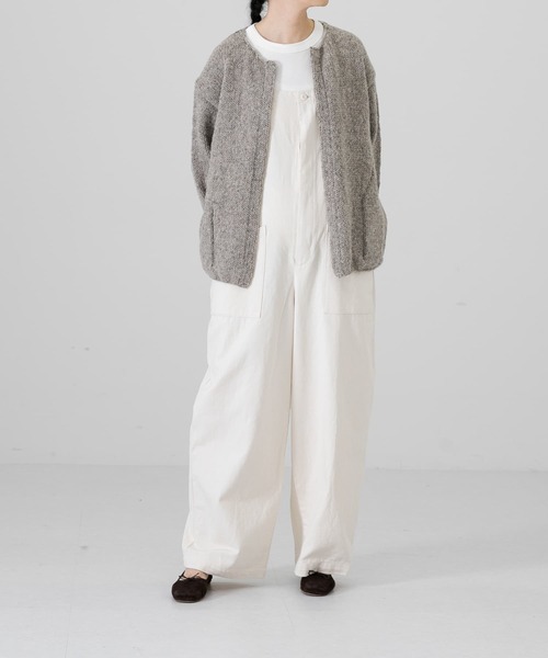 かぐれ（カグレ）の「ペルークルーネックカーディガン（カーディガン/ボレロ・レディース・ダークブラウン/グレー・FREE）」の7枚目の写真