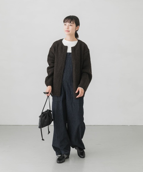かぐれ（カグレ）の「ペルークルーネックカーディガン（カーディガン/ボレロ・レディース・ダークブラウン/グレー・FREE）」の11枚目の写真