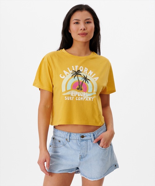 rip curl(リップカール)の「【RIP CURL リップカール】レディースプリントクロップTシャツ(Tシャツ/カットソー・レディース・ゴールド/ナチュラル/ダークブルー・SMALL/MEDIUM/LARGE/X-SMALL)」の1枚目の写真