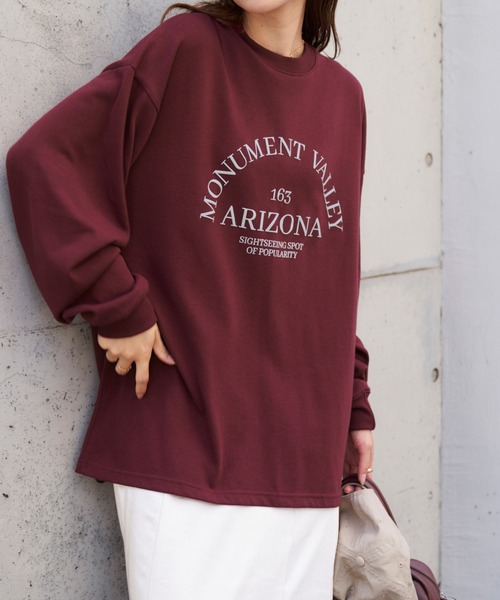 Chaco closet（チャコ クローゼット）の「アソートロゴフロッキープリントロングTシャツ（Tシャツ/カットソー・レディース・オフホワイト/杢グレー/ワイン/チャコール・FREE）」の20枚目の写真