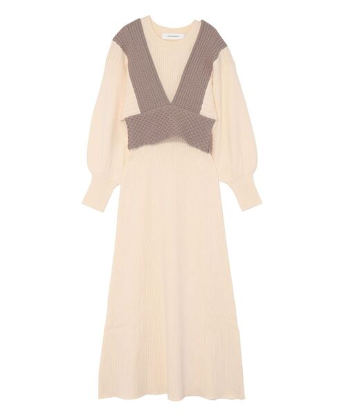 LAGUNAMOON（ラグナムーン）の「ベストレイヤードパターンニットワンピース（ワンピース・レディース・アイボリー/ブラック/ブラウン・SMALL/MEDIUM）」の10枚目の写真