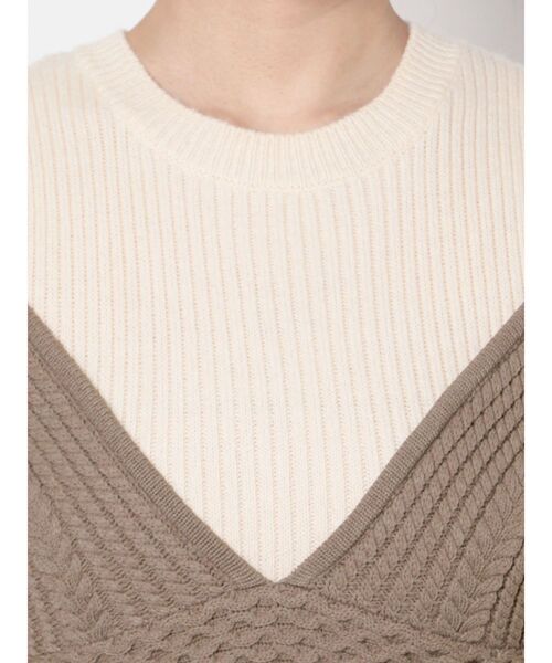 LAGUNAMOON（ラグナムーン）の「ベストレイヤードパターンニットワンピース（ワンピース・レディース・アイボリー/ブラック/ブラウン・SMALL/MEDIUM）」の19枚目の写真