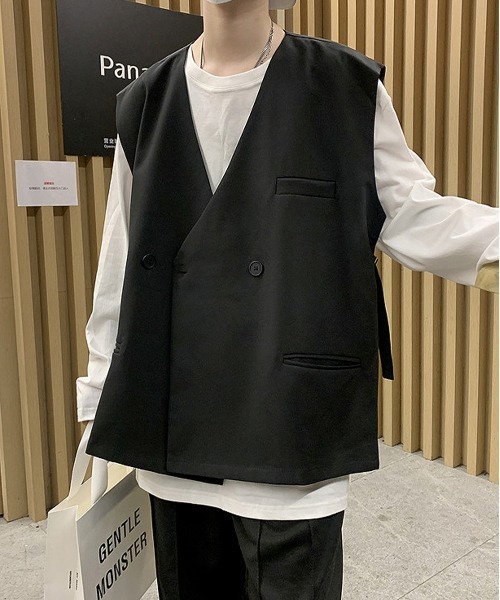 NEW GENTLEMAN（ニュージェントルマン）の「ダンブルドア ルーズビッグジレ ベスト（ベスト・メンズ・ホワイト/ブラック・M/L）」の5枚目の写真