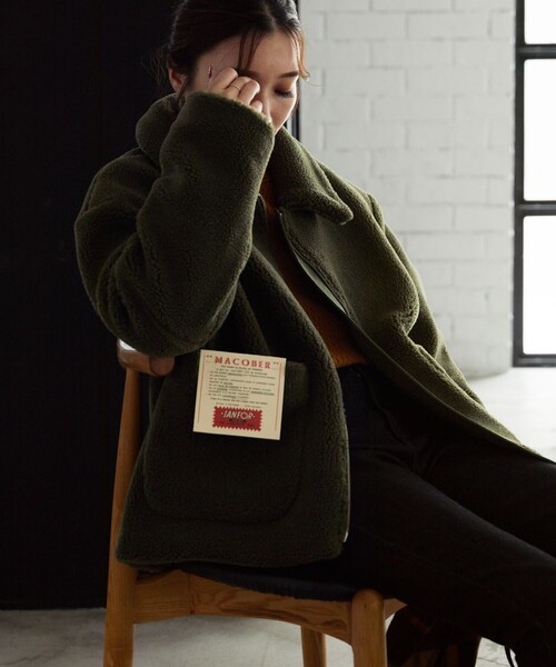 FREAK'S STORE（フリークスストア）の「【WEB限定】MACOBER×FREAK'S STORE/マコバー　別注ボアフリースジャケット（その他アウター・レディース・ブラック/ベージュ/オリーブ・ONE SIZE）」の13枚目の写真