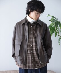 THE SHOP TK  | 【ヴィンテージライク】オーバーサイズフェイクレザーブルゾン(ブルゾン)