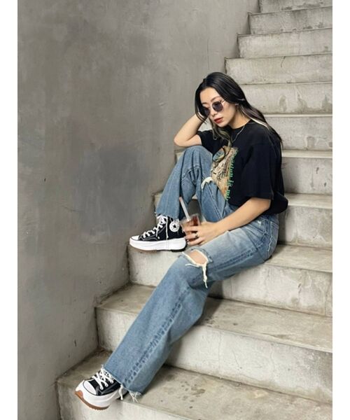 EVRIS（エヴリス）の「ダメージワイドデニムパンツ（デニムパンツ・レディース・ライトブルー/ブルー・MEDIUM/SMALL）」の18枚目の写真