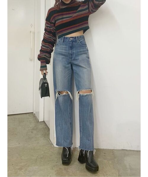 EVRIS（エヴリス）の「ダメージワイドデニムパンツ（デニムパンツ・レディース・ライトブルー/ブルー・MEDIUM/SMALL）」の19枚目の写真