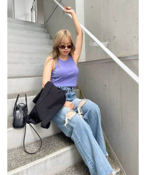 EVRIS（エヴリス）の「ダメージワイドデニムパンツ（デニムパンツ・レディース・ライトブルー/ブルー・MEDIUM/SMALL）」の20枚目の写真