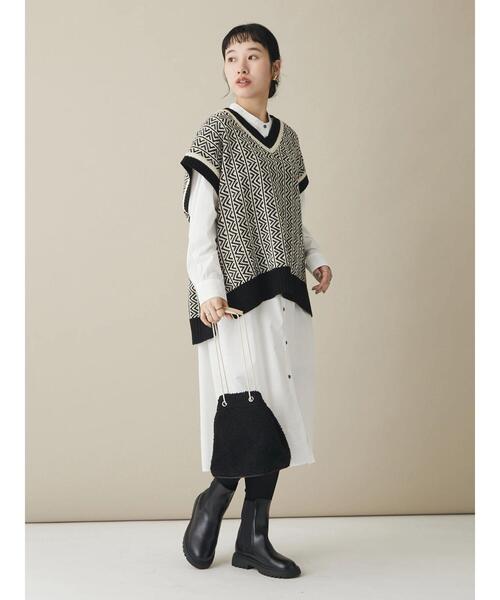 CRAFT STANDARD BOUTIQUE（クラフトスタンダードブティック）の「WJQニットベスト　＊（ベスト・レディース・ブラック/ブラウン・FREE）」の3枚目の写真