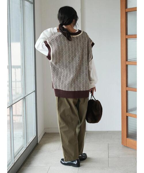 CRAFT STANDARD BOUTIQUE（クラフトスタンダードブティック）の「WJQニットベスト　＊（ベスト・レディース・ブラック/ブラウン・FREE）」の19枚目の写真