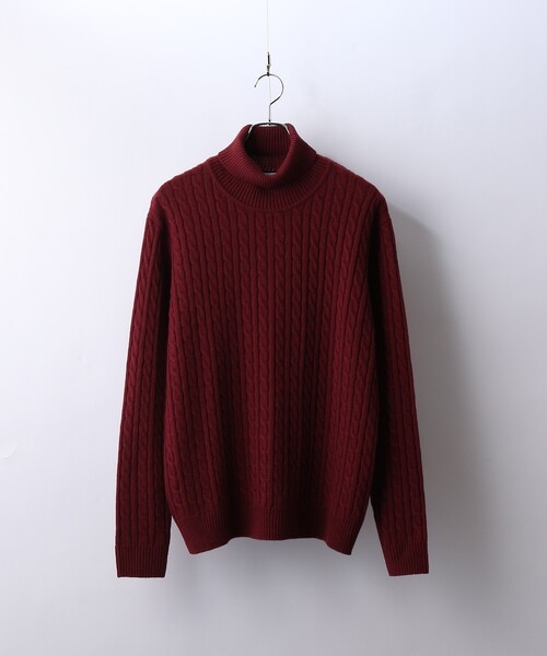 tk.TAKEO KIKUCHI(ティーケータケオキクチ)の「◆【WEB限定】ケーブルタートルニットプルオーバー(ニット/セーター・メンズ・ブラック/ベージュ/オフホワイト/ボルドー/グレー系4/ブルー系6・01/02/03/04)」の6枚目の写真
